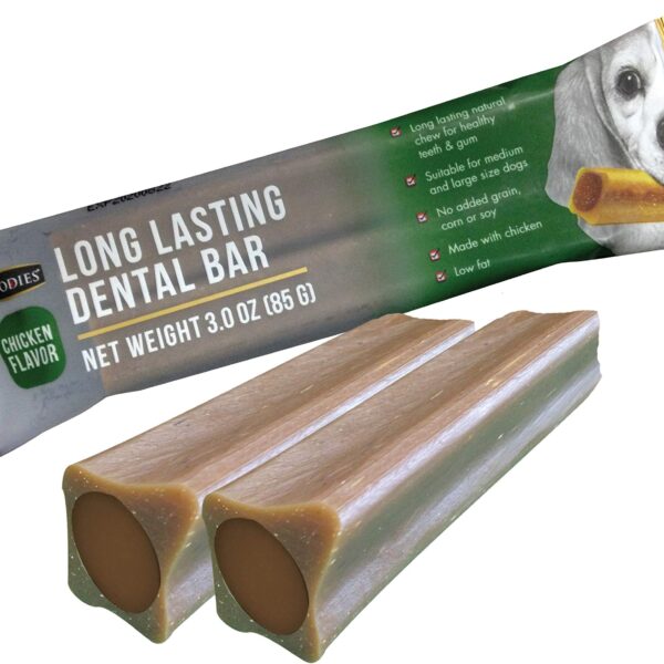 Goodies Dog Treats Long Lasting Dental Bar, Made of Tapioca Starch, Free from Grain, Corn or Soy, Promote Healthy Gums & Teeths, Chicken Two Piece (10 x 85g) , All Life Stages, stick