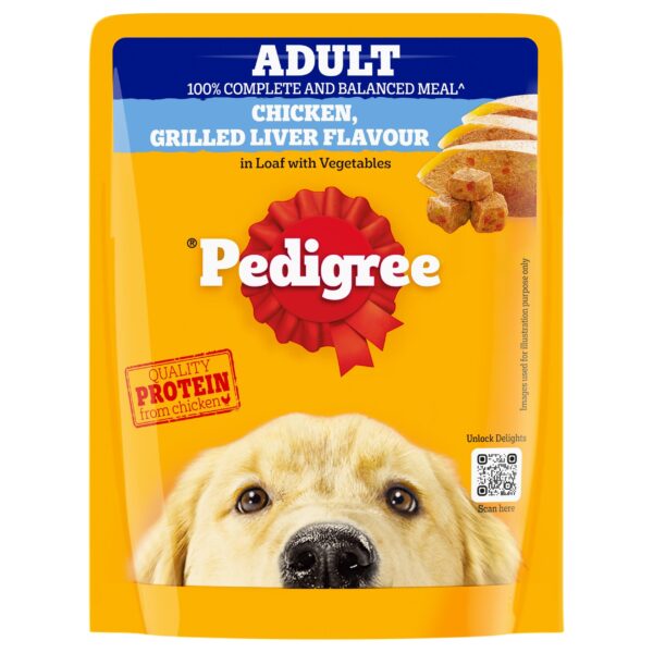 Pedigree Adult Wet Dog Food, Chicken Grilled Liver Flavour in Loaf with Vegetables, 70 g, Supports Healthy Immune System, Complete & Balanced Nutrition for Adult Dogs