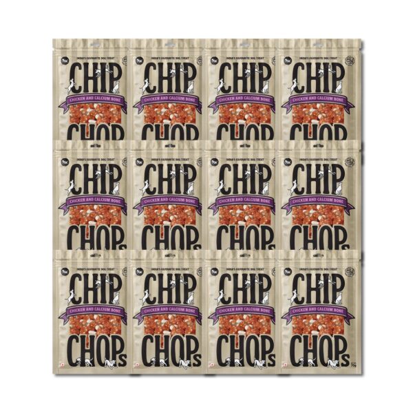 Chip Chops Dog Treat High in Protein, Nutritional and Healthy Dog Snacks with Chicken and Calcium Bone 70 g (Pack of 12)