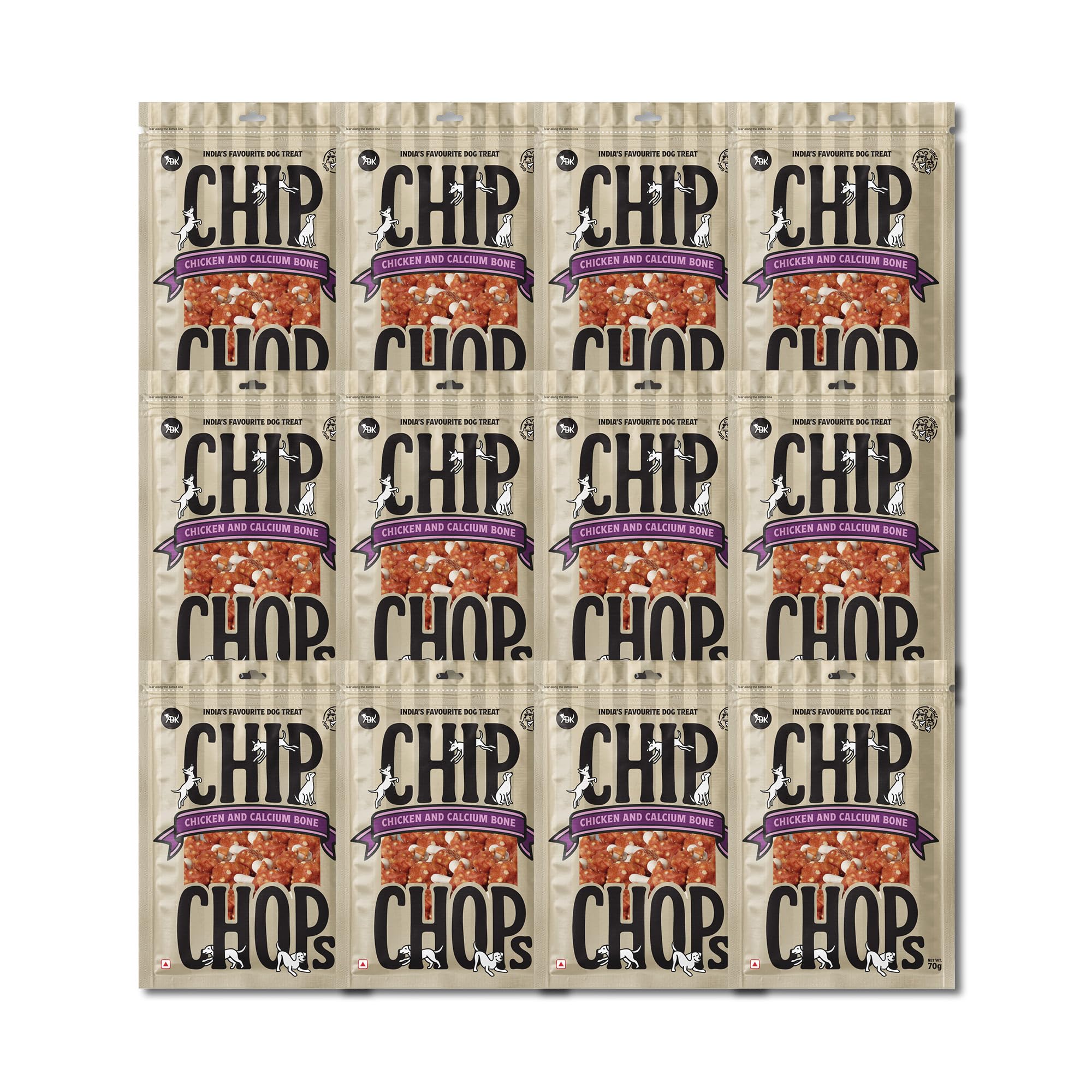 81hvZP87R3L.716muWbBS5L.jpg Chip Chops Dog Treat High in Protein, Nutritional and Healthy Dog Snacks with Chicken and Calcium Bone 70 g (Pack of 12) - Image 1