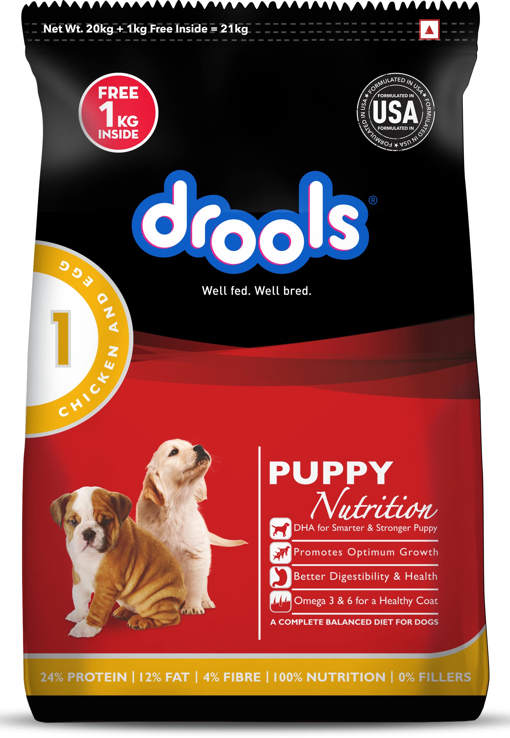 81i2gkrTcwL.716muWbBS5L.jpg.jpg Puppy Dry Dog Food 21 kg Pack (20 kg + 1 kg Free) | Chicken & Egg Flavour | Supports Brain Development | Highly Palatable & Easily Digestible | Promotes Growth - Image 1