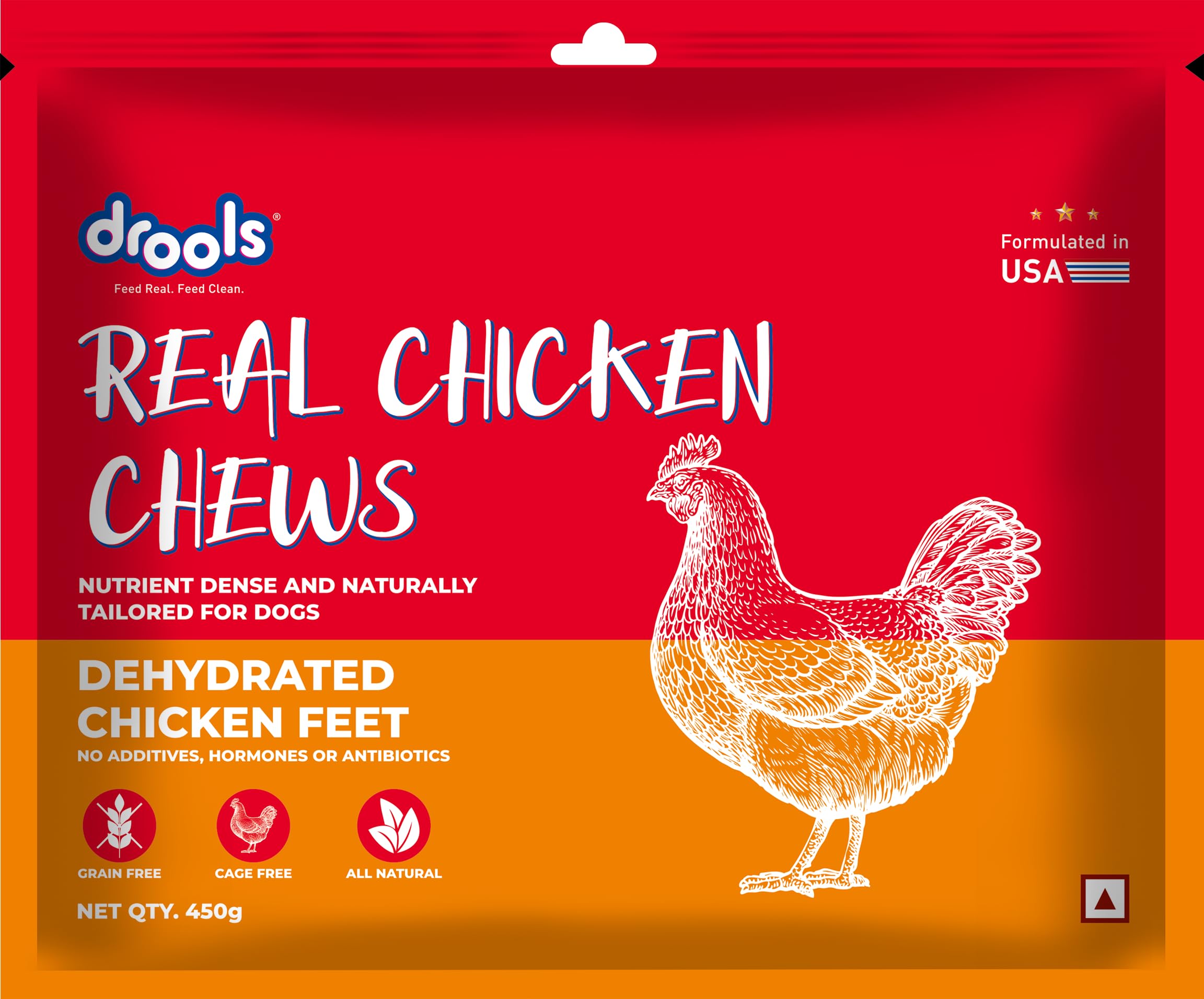 81jDjK5pMGL.716muWbBS5L.jpg.jpg All Life Stages Dog Treats, Dehydrated Chews Feet, 450g | Real Chicken Flavour | Vital Nutrients | Digestive Health | Protein-Packed | Tasty & Nutritious | No Artificial Colours - Image 1