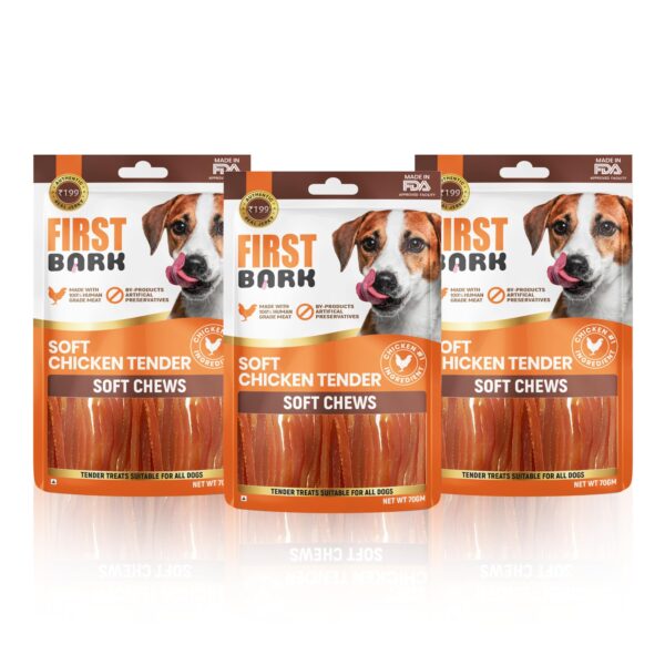 Dog Treats for Adult Dog & Puppy – Soft Chews Tender Chicken Jerky for Dogs, Small Dogs & Shih Tzu | Easy-to-Chew Puppy Treats & Dog Snacks – Soft Chicken Tenders (70g) x3