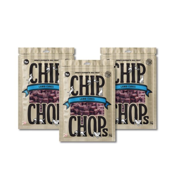 Chip Chops Lamb Cubes Dog Treats, Highly Nutritional & Digestible Snacks for Training and Rewards, Suitable for All Dog Breeds, 70g Each (Pack of 3)