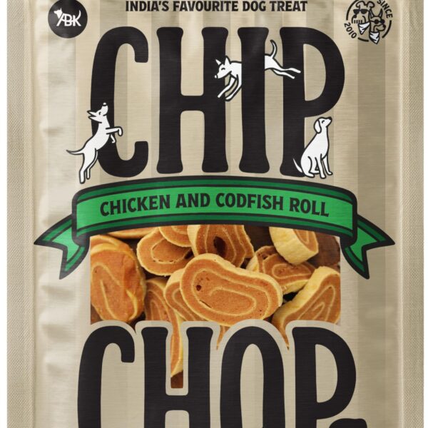 Chip Chops Chicken Codfish Rolls Dog Treats, High Protein Dog Snacks, Healthy Training Treats for Dogs, Easily Digestible, Suitable for All Breeds Puppies & Adult Dogs – 70g Pack