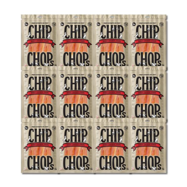 Chip Chops Roast Chicken Strips Dog Treat High in Protein, Nutritional and Healthy Dog Snacks for Training, Rewards Multi-Pack, Each 70g (Pack of 12)
