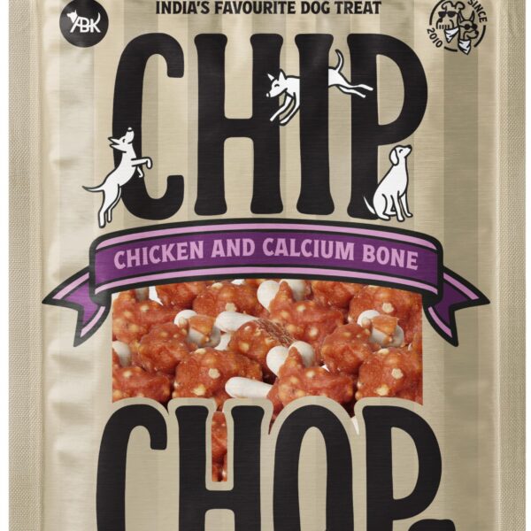 Chip Chops Chicken & Calcium Bone Dog Treat, Optimum Health Formula, Highly Nutritional & Digestible, Suitable for All Dog Breeds, Easy to Digest, No Artificial Flavors Added, Single Pack - 70g