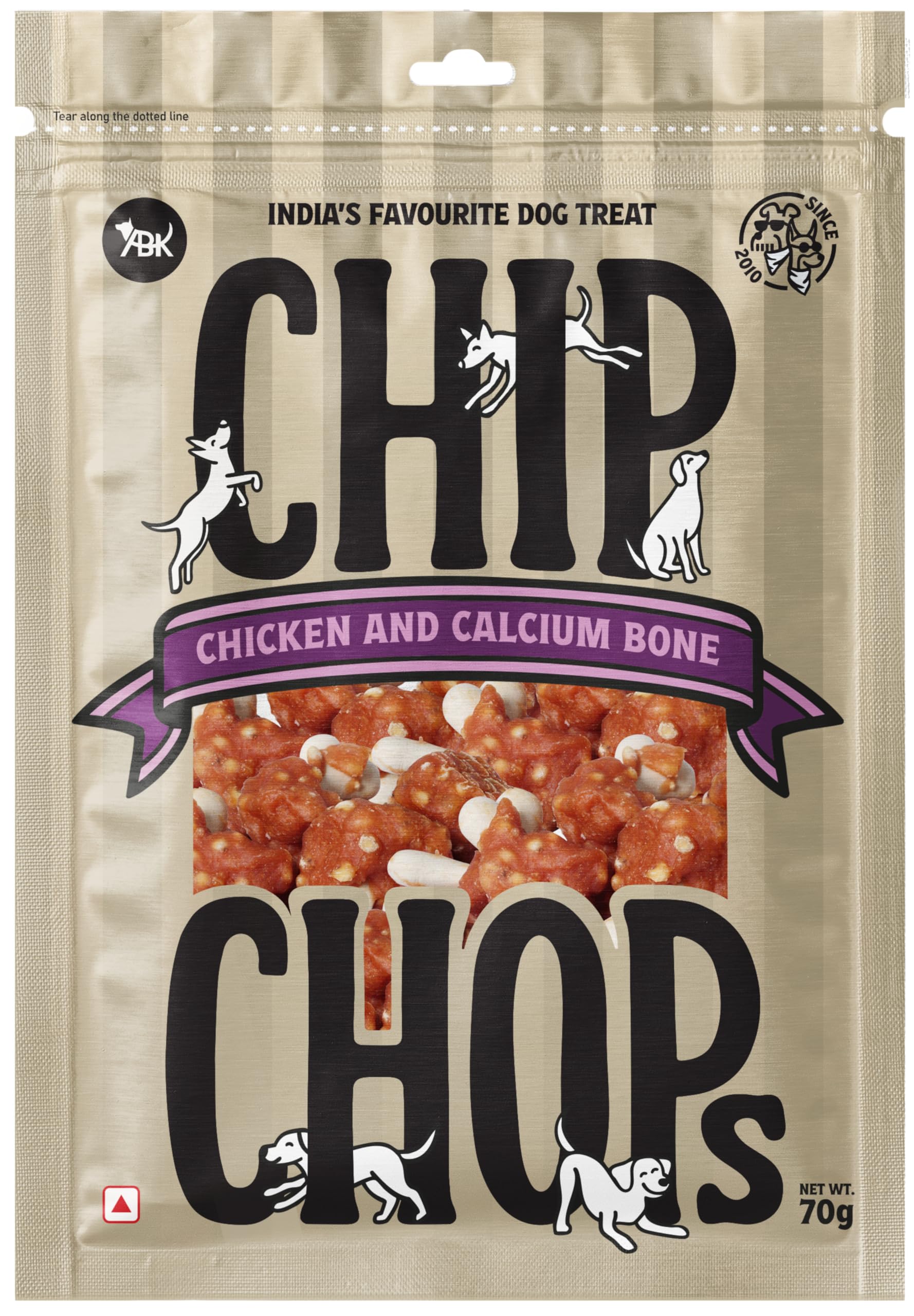 81rWIt5lkyL.716muWbBS5L.jpg Chip Chops Chicken & Calcium Bone Dog Treat, Optimum Health Formula, Highly Nutritional & Digestible, Suitable for All Dog Breeds, Easy to Digest, No Artificial Flavors Added, Single Pack - 70g - Image 1