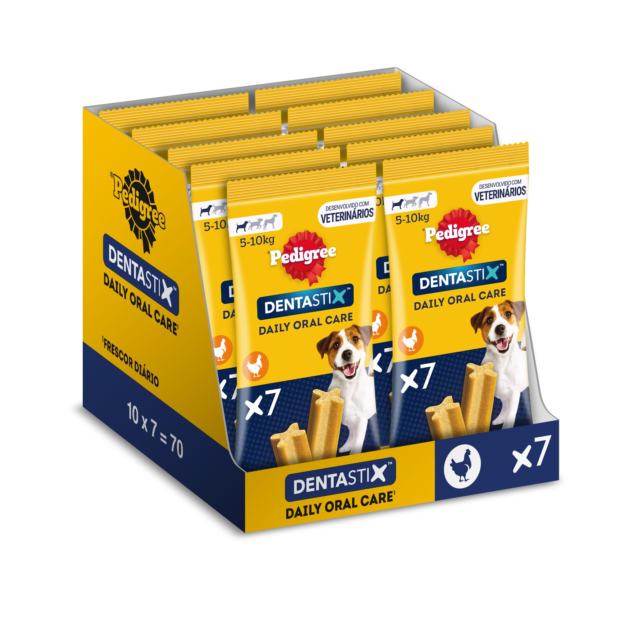 81t6PiwyW-L.716muWbBS5L.jpg Pedigree Adult Dentastix Small Breed (5-10 kg) Oral Care Dog Treat Chicken Chew Sticks (10 x 110g) -10 Packs - Image 1