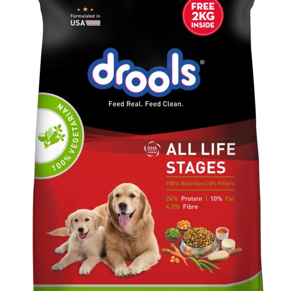 Dry Dog Food All Life Stages 10kg | 100% Vegetarian Flavour | Supports Digestive Health | Strong Bones & Teeth | Boosts Immunity | Healthy Skin & Shiny Coat