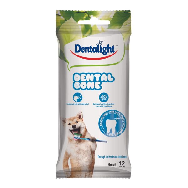 DentaLight Dental Bone, All Natural, Healthy, and Edible, Easy to Digest, Rich in Fibers, Natural Chloropyll, Freshen Breath & Fight Tartar & Plaque, Small, 12in1, 90gm, Pack of 2