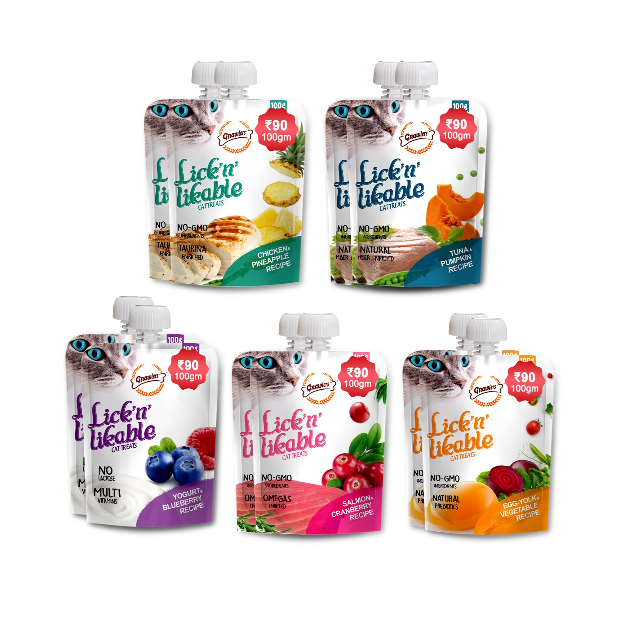 81xONHLF0hL.716muWbBS5L.jpg Lickable Wet Creamy Cat Treats with Assorted Flavours for Adult Senior Cats Healthy Cat Treat Pack of 10 by shubhdoggolife - Image 1