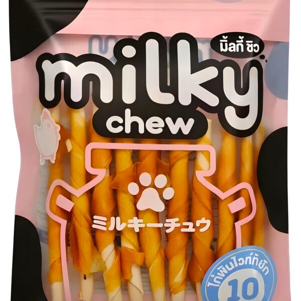 Milky Chew Dog Treats Real Chicken and Milk Protein Rich Dog Snacks Healthy Chewy Dog Treats for Puppies & Adult Dogs Calcium Rich Training Reward Treats (Pack of 1, Chicken Stick Style)
