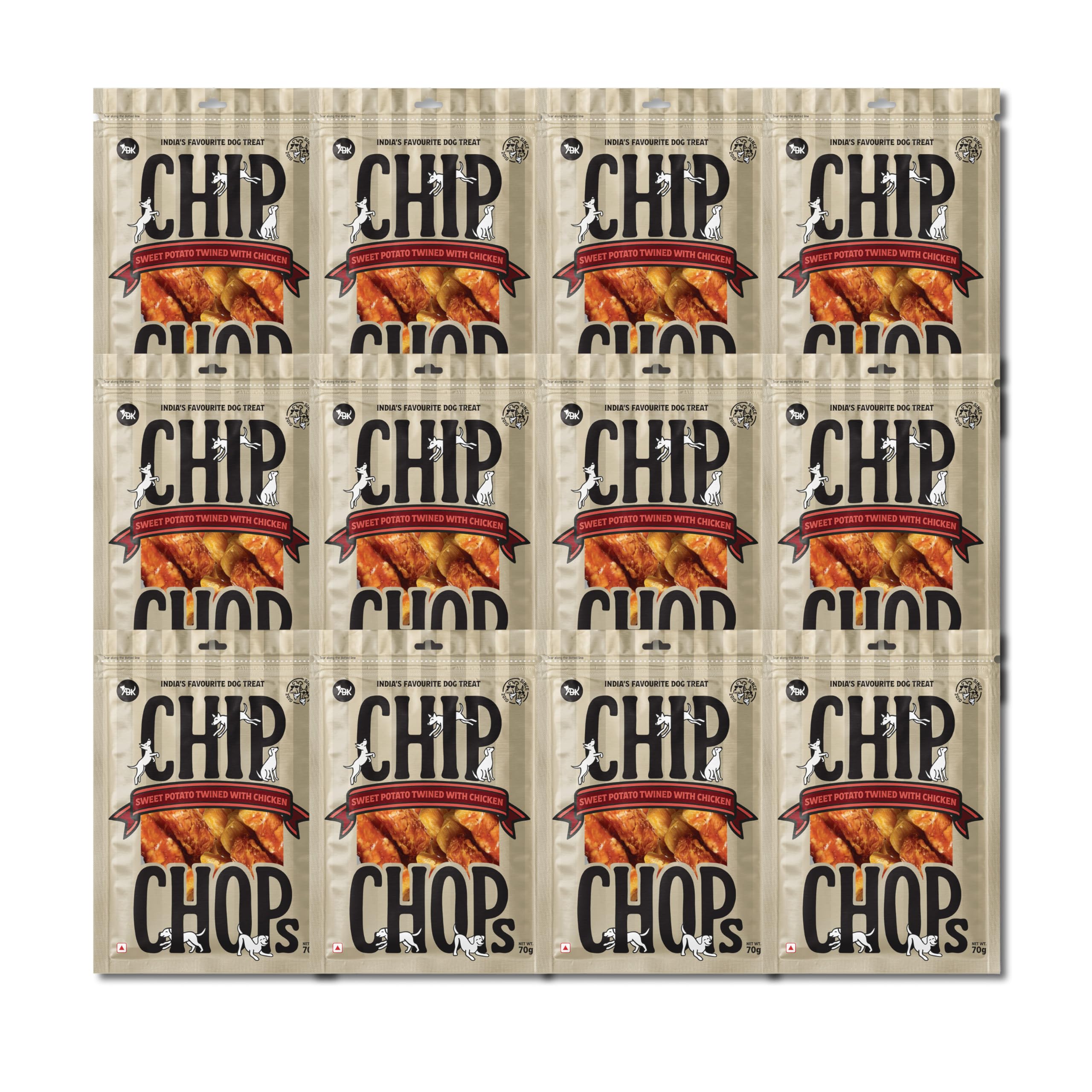 910TYMDBz6L.716muWbBS5L.jpg Chip Chops Sweet Potato Chicken Dog Treat High in Protein, Nutritional and Healthy Dog Snacks with Multi-Pack (Pack of 12) Each 70 G - Image 1