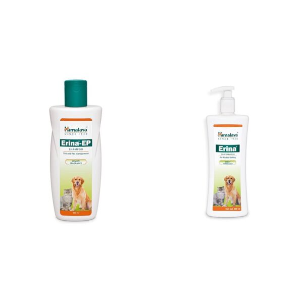 Himalaya Pet Care Bundle | Erina-EP Shampoo 200ml + Erina Coat Cleanser 450ml | Skin Hygiene