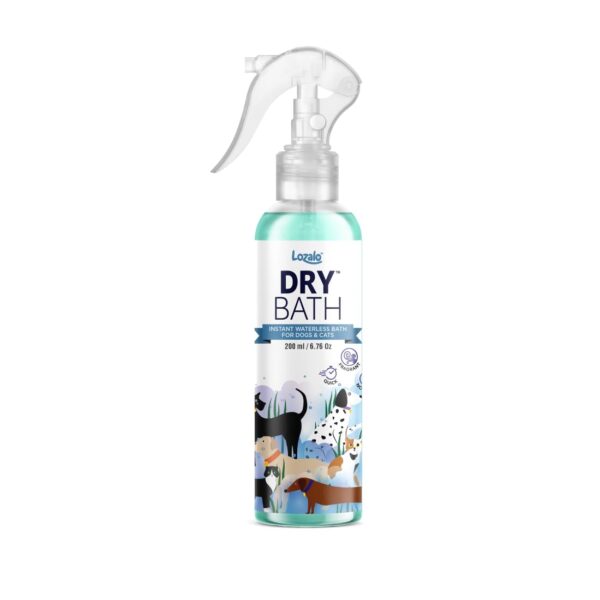 Lozalo Dry Pet Shampoo - 200 Ml | Instant Waterless Shampoo for Dogs, Cats Puppies, Dry Pet Spray Paraben Free, Ph Balanced, Easy to Use, for All Breeds Ml
