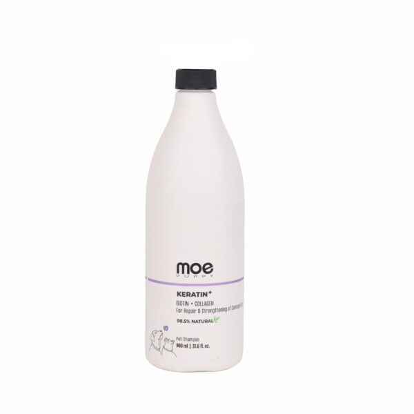 Moe Keratin Plus Pet Shampoo for Repair and Strengthening Damaged Fur| Natural Pet Shampoo Made with Plant Based Ingredients | Sulfate & Paraben Free, pH Balanced for Pets (900 ML)