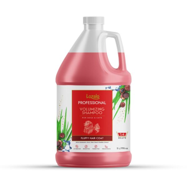 Lozalo Professional Volumizing Pet Shampoo-5 Litre | Hydrating Shampoo for Fluffly & Double Coat Dogs & Cat Breeds | with Hyaluronic Acid & Aloe Vera