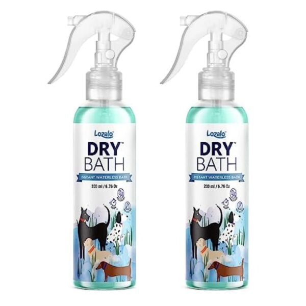 Lozalo Dry Pet Shampoo - 400ml, Combo Pack of 2x200 ml,Waterless Spray Shampoo for Dogs, Cats & Puppies, Hydrates, Nourishes, Fresh Fragrance & Removes Dirt, Grime & Oil, Made with Natural Actives