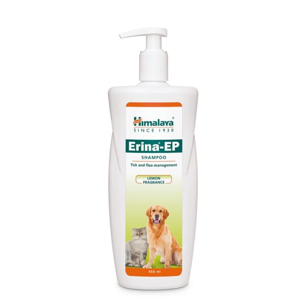 Himalaya Erina-EP Shampoo | 450 ml | Tick & Flea Control for Dogs & Cats | With Neem & Eucalyptus for Skin Health & Hygiene