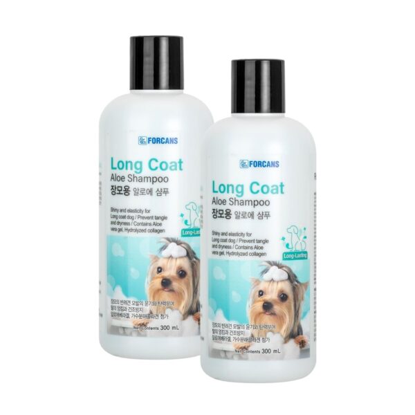 Forcans Long Coat Aloe Shampoo for Dogs – Moisturizing & Detangling Formula with Aloe Vera – 300ml (Pack of 2)