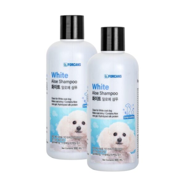 Forcans White Coat Aloe Shampoo for Dogs | Brightening Dog Shampoo with Aloe Vera – 300ml Pack of 2