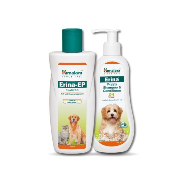 Himalaya Erina Puppy Shampoo & Conditioner 200Ml & Erina Ep Shampoo for Dogs and Cats, 200Ml
