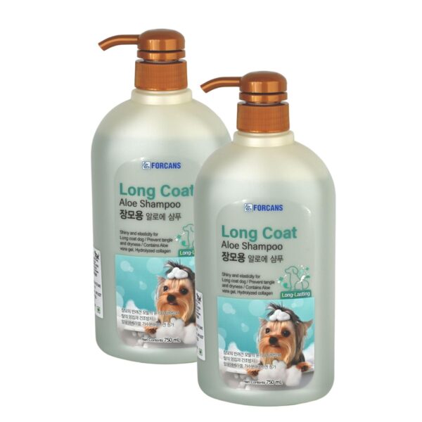 Forcans Long Coat Aloe Shampoo for Dogs – Deep Moisturizing & Detangling Formula with Aloe Vera, Adds Shine & Softness, Ideal for Long-Haired Breeds – 750ml (Pack of 2)