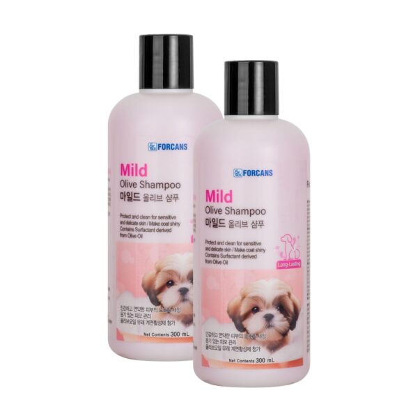 Forcans Mild Olive Shampoo for Dogs & Cats | 2-Pack 300ml Gentle Moisturizing Pet Shampoo with Olive Oil