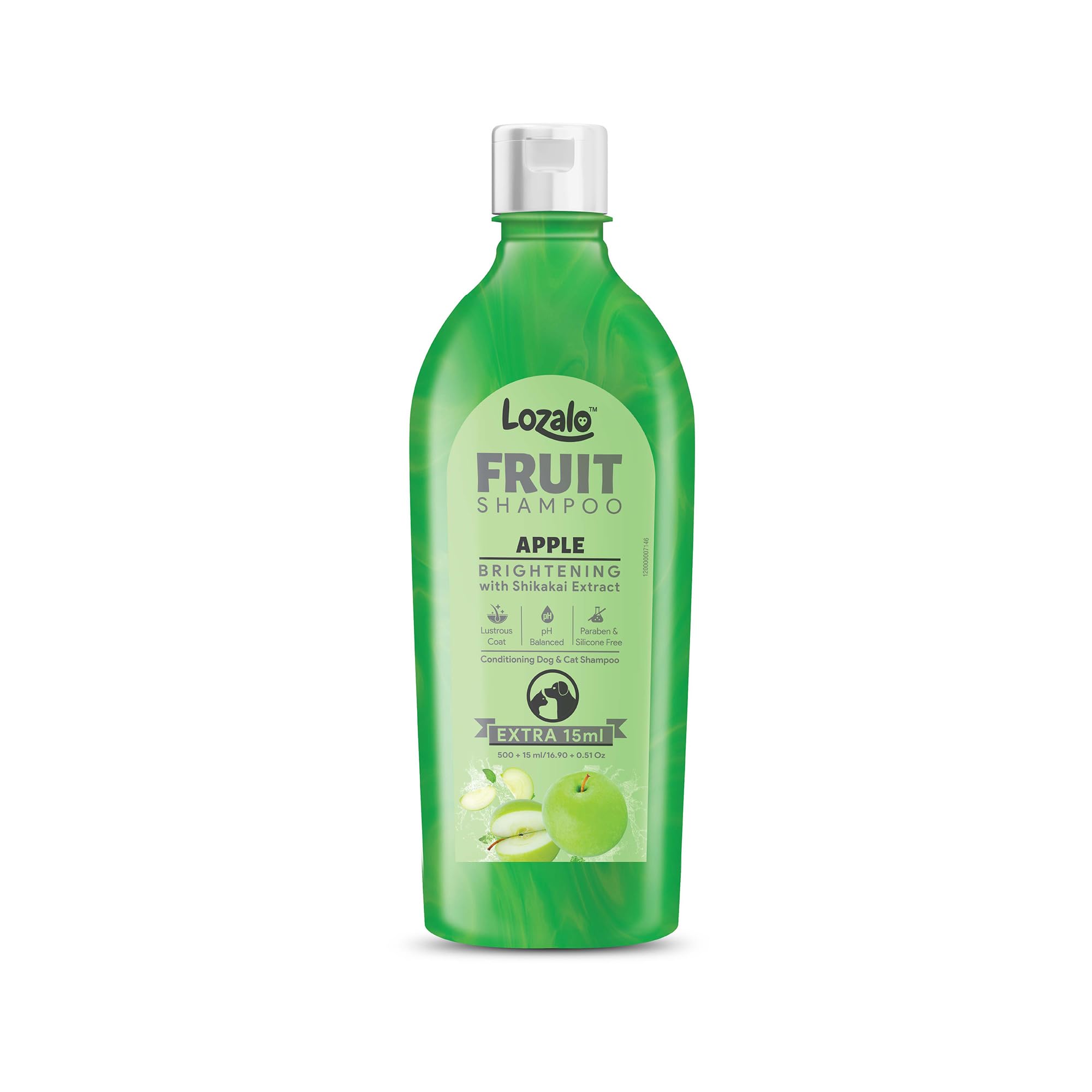61LytuZ5vsL.716muWbBS5L.jpg Lozalo Fruit Pet Shampoo 500 ml, Apple, pH Balanced, Paraben Free Conditioning Shampoo for Dogs & Cats of All Breeds, Brightening with Shikakai Extract, leans & Conditions, Natural and Safe - Image 1
