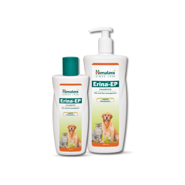 Himalaya Erina EP Pet Care Combo - Anti-Tick & Flea Shampoo for Dogs & Cats | Natural Neem & Eucalyptus Formula | Soothes Skin Irritation | 200ml & 450ml Pack