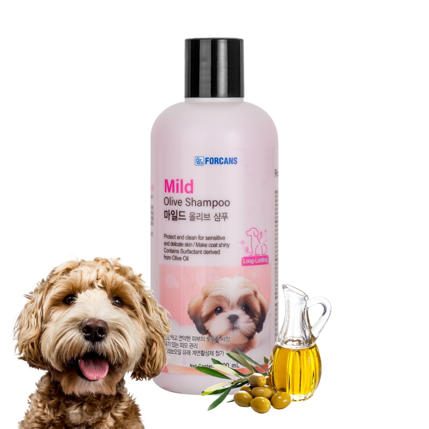 61ZJq6Oo-9L.716muWbBS5L.jpg Forcans Mild Olive Shampoo for Dogs 300ml – Long Coat Moisturizing & Soothing Formula | Gentle Cleansing | Soft, Shiny Coat | Suitable for All Breeds & Ages - Image 1