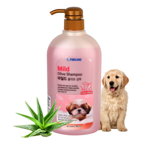 FORCANS Natural Mild Olive Shampoo for Puppy and Kitten 750 Milliliter, Effect, Gentle to Weak and Trouble Prone Skin