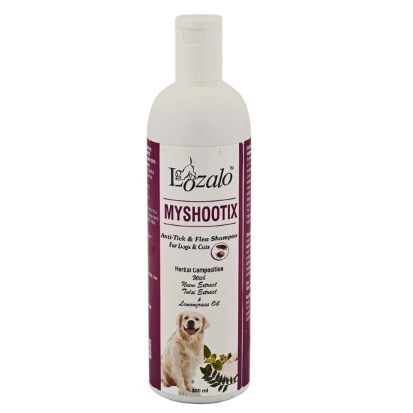 Lozalo Anti Tick & Flea Pet Care Shampoo for Dogs & Cats with Neem, Tulsi, Lemongrass Fragrance (500ml)