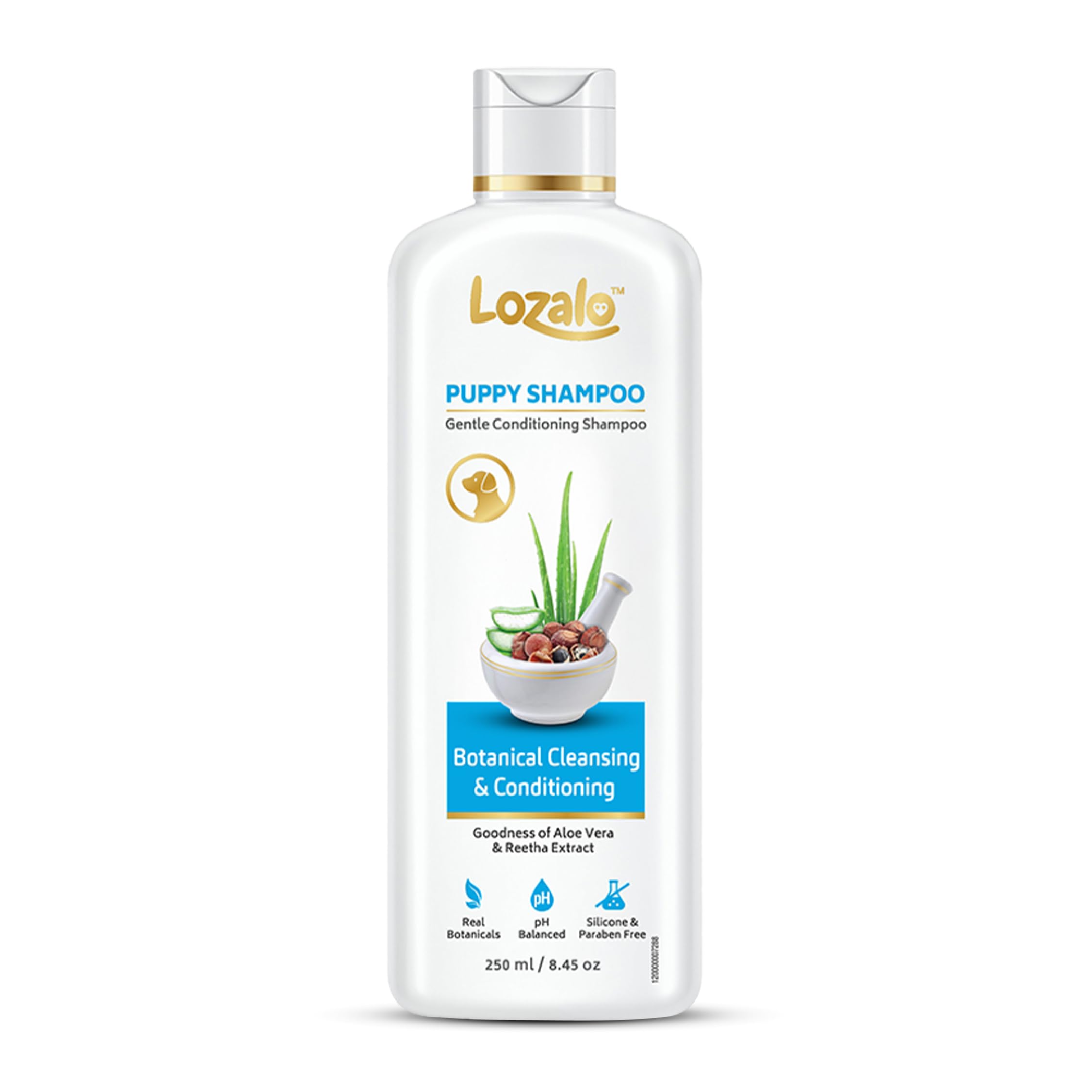 61r3KT4ki2L.716muWbBS5L.jpg Lozalo Botanical Gentle Conditioning Puppy Shampoo-250 ml, Mild Shampoo for Sensitive Puppy Skin, with Aloe Vera & Soapberry Extract, pH Balanced & Paraben Free - Image 1