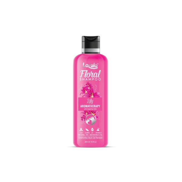 Lozalo Floral Aromatherapy Pet Conditioning Shampoo - 250 ml, Lily Fragrance | Coat Cleansing, Odour Control Shampoo for Dogs & Cats | with Aloe Vera Extract and Saffron Oil